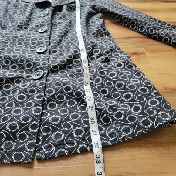 SONOMA Black w/white design Long Length Button Down Blazer - Picture 7 of 11